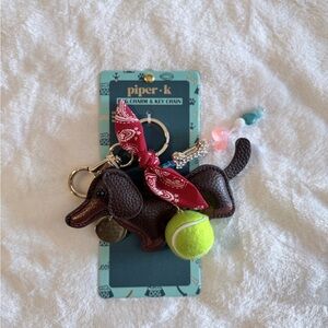 Piper K Brown Dog Keychain with Red Bandana